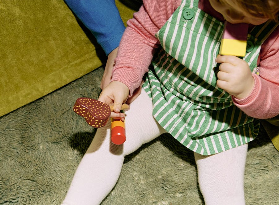 a toddler playing