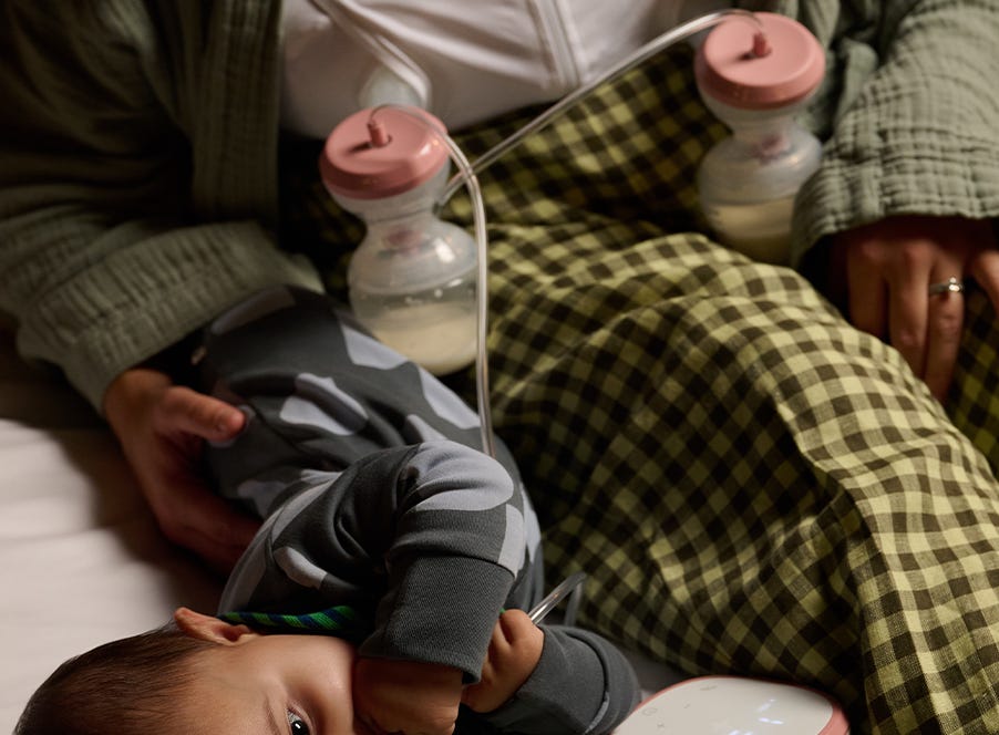 a mum using a tommee tippee breast pump