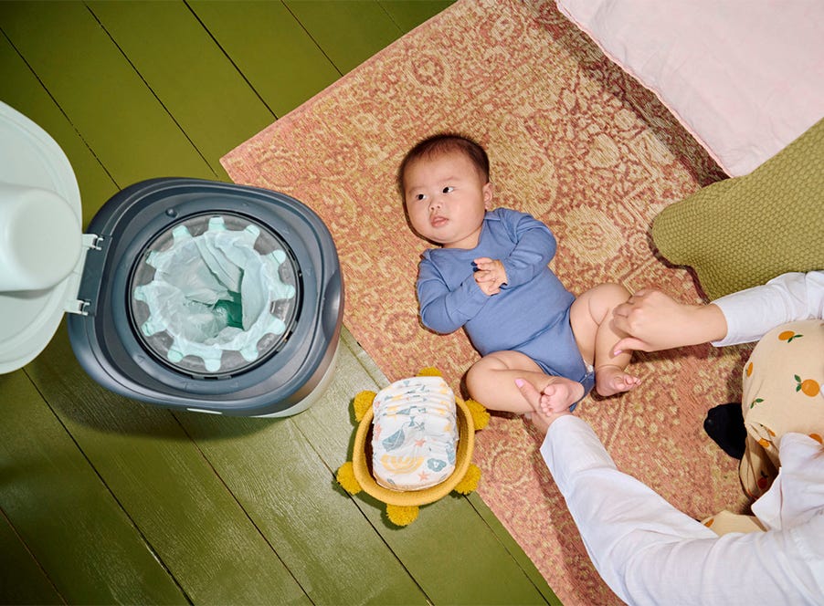 a baby having their nappy changed