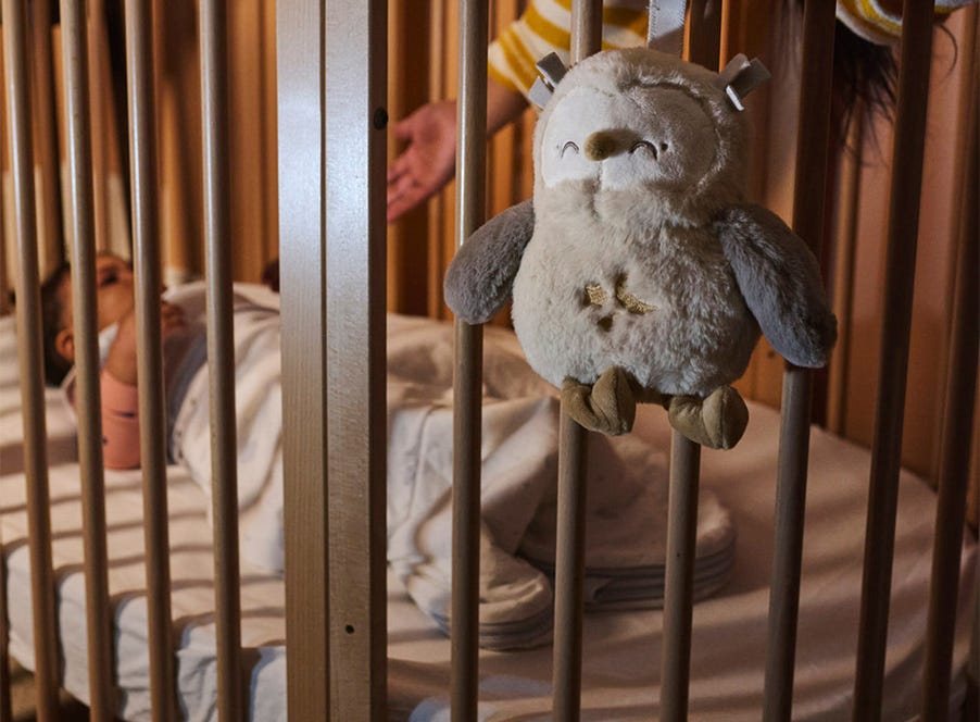 a baby in their cot