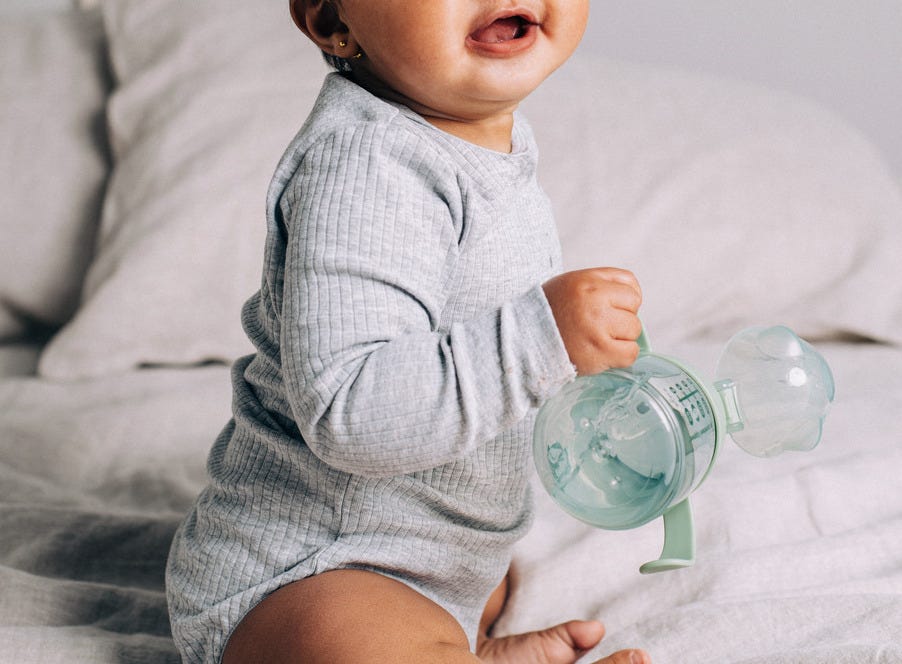 a baby sitting up