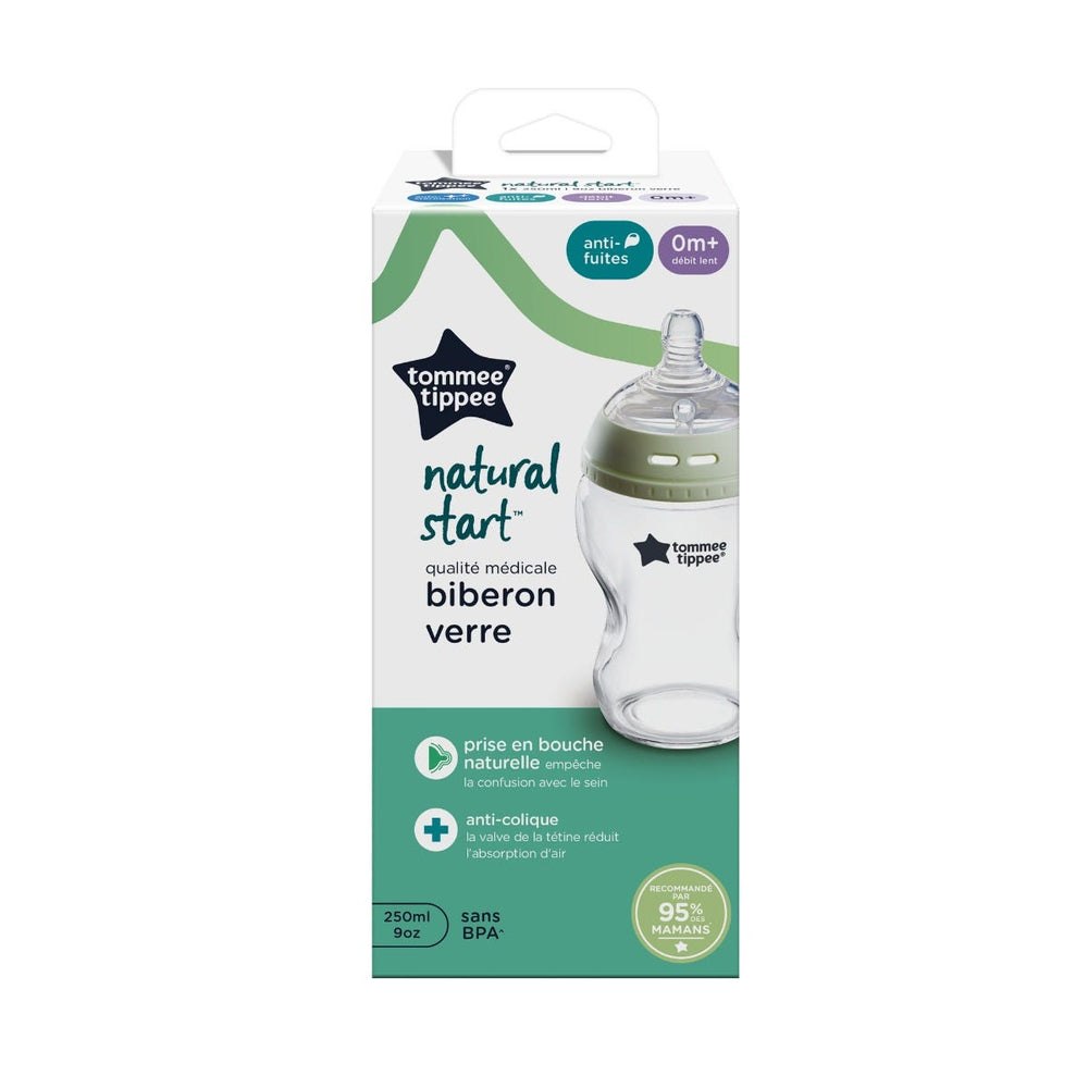 Emballage du biberon Natural Start Glass sur fond blanc
