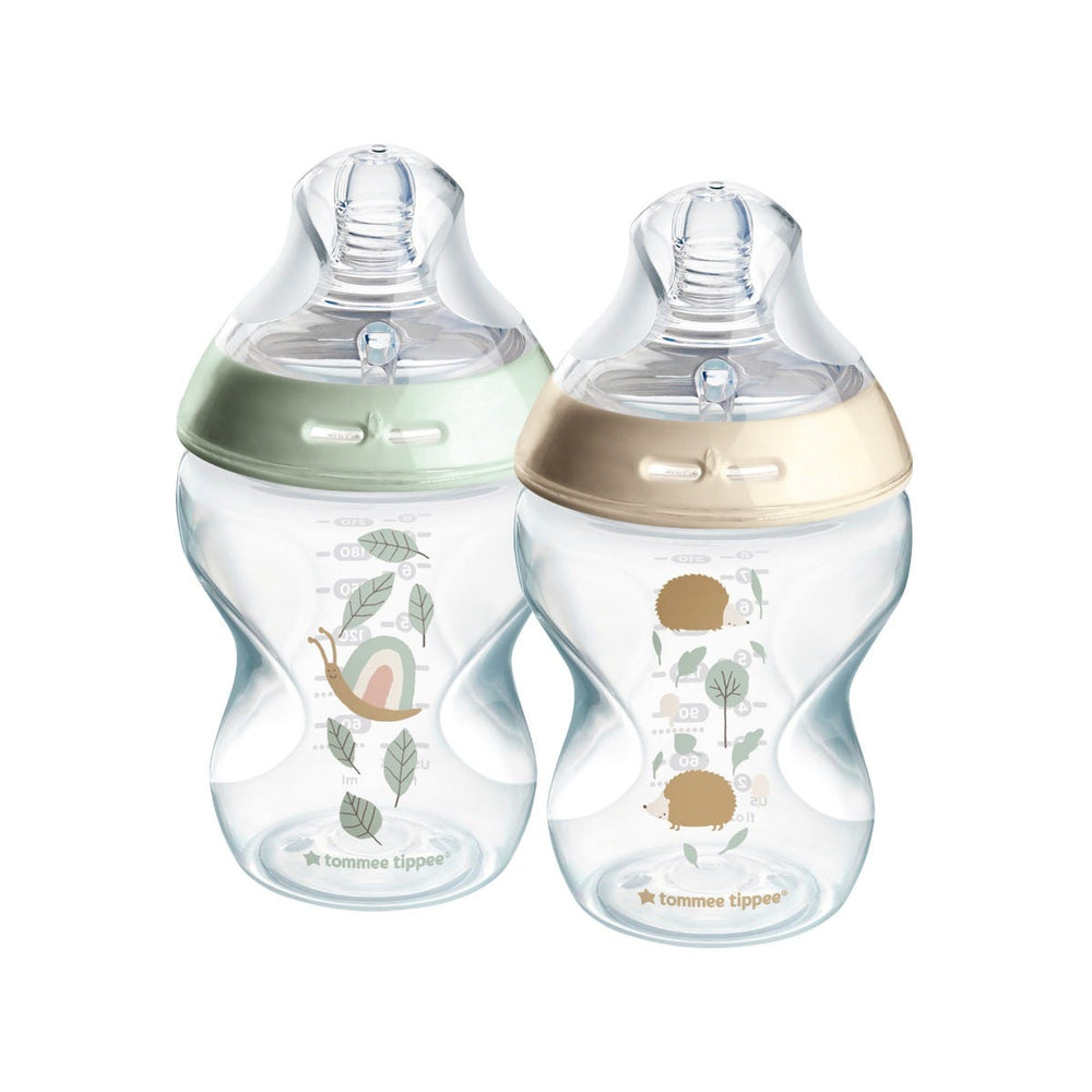 Natural Start baby bottles on a white background