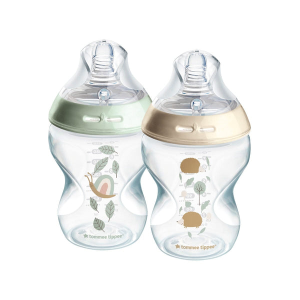 Natural Start baby bottles on a white background