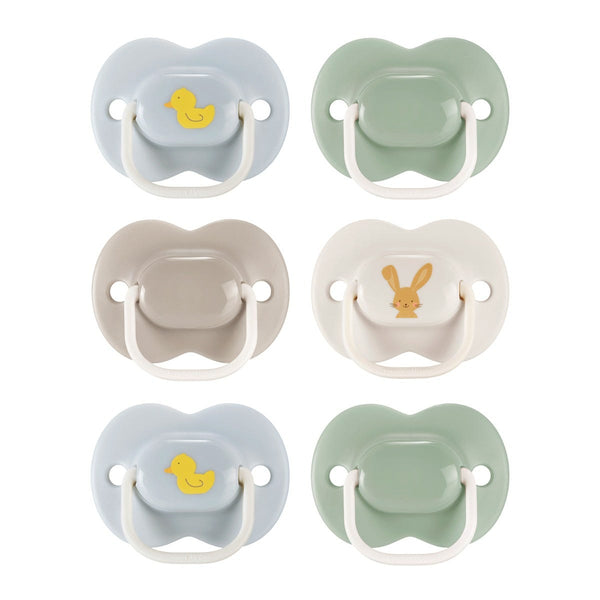 Soothers on a white background