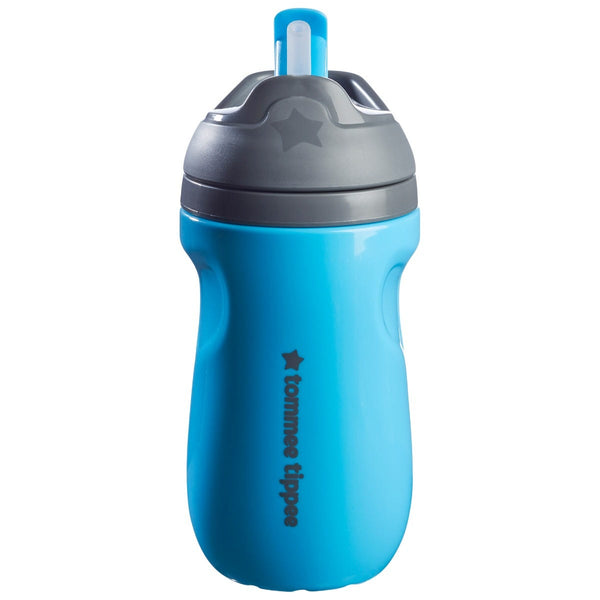 blue insulated straw cup on a white background