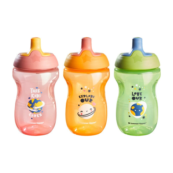 Three sportee bottles against a white background