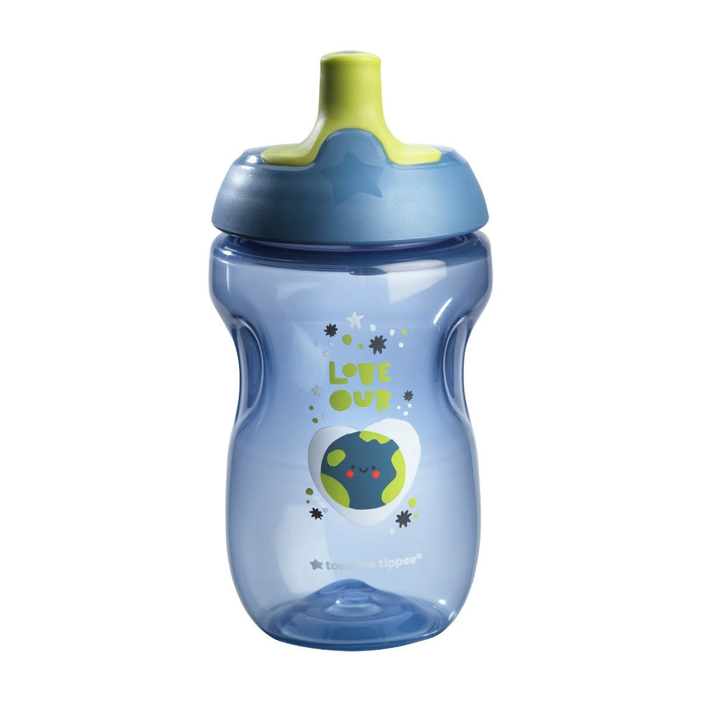 Blue sportee bottle against white background