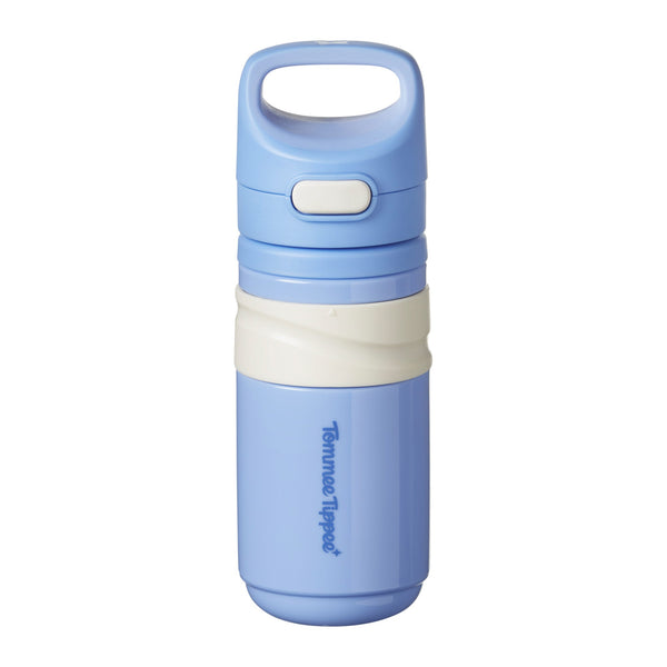 Blue on-the-go straw cup against a white background