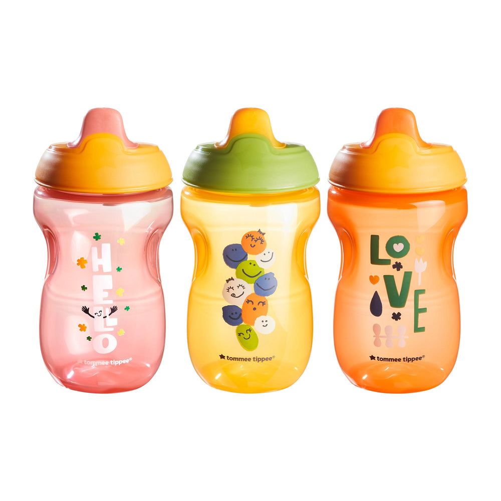 Three sippee cups against a white background