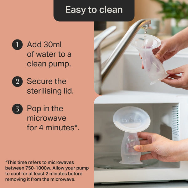 Steps on how to sterilise with images on sterilising in the microwave.
