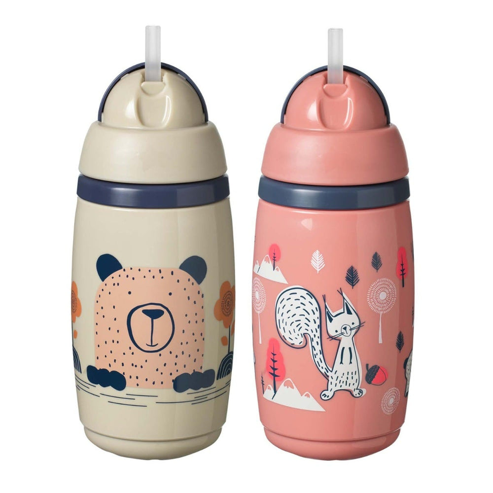 Superstar Insulated Straw Sippy Cup Pink / Grey - 2 pack