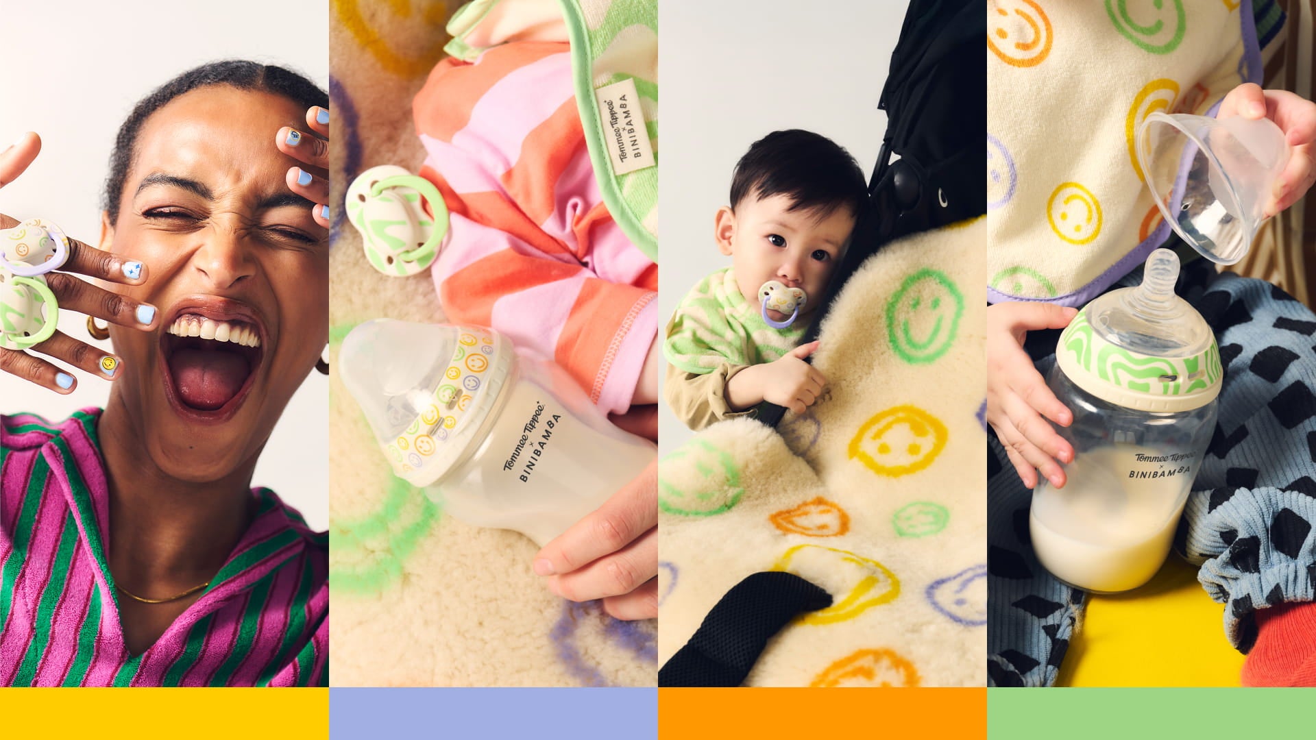 Image grid showcasing Tommee Tippee x Binibamba Collection in use