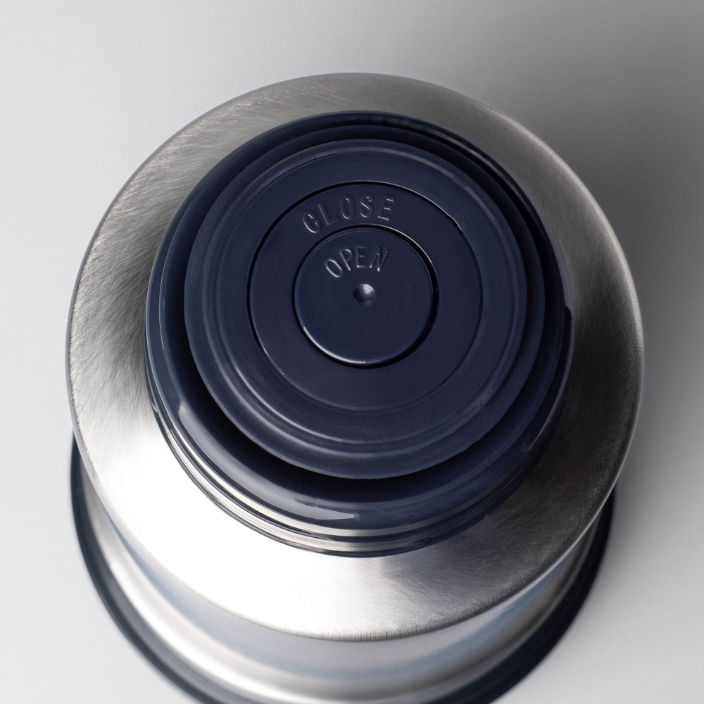 Close up aerial shot of the thermal flask