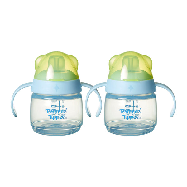 Two Tommee Tippee Transition Spout Cups against a white background