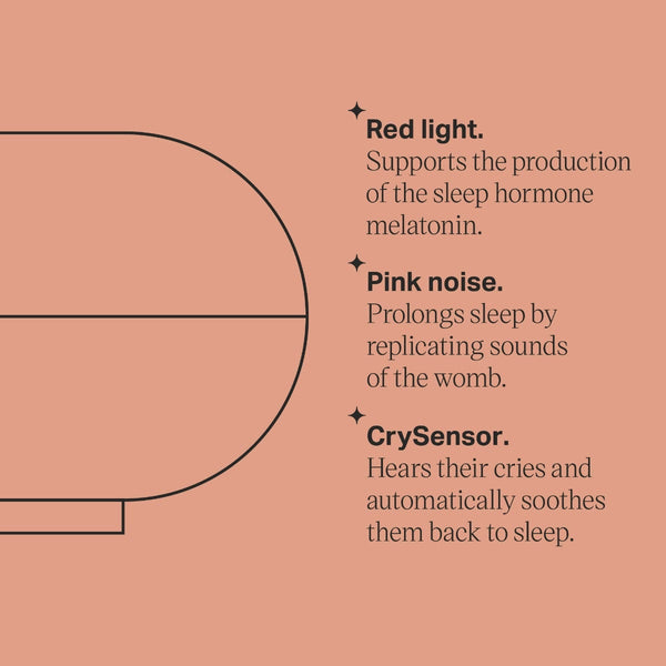 Dreammaker sleep aid key line drawing with bullet points