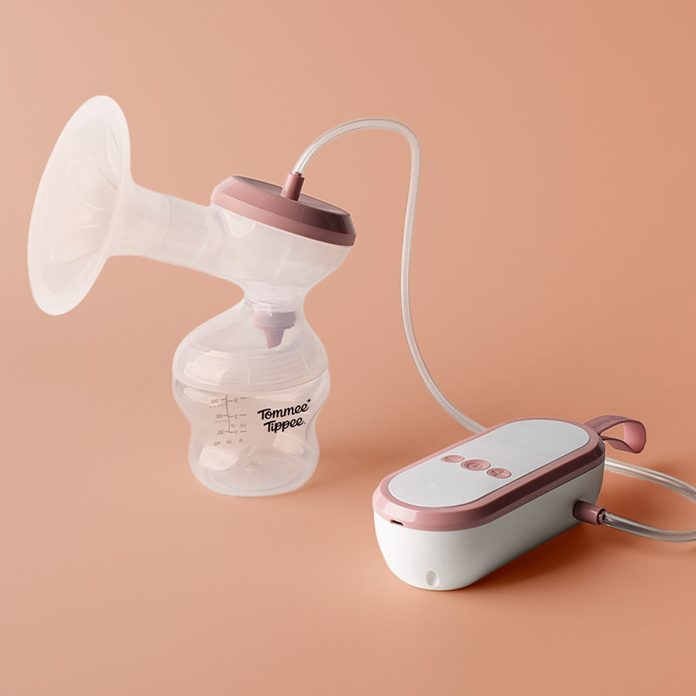 Tommee Tippee Electric Breast Pump on pink background