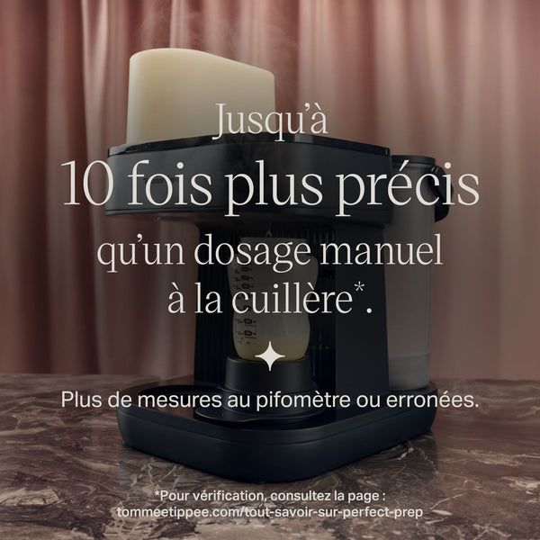 Perfect Prep Pro sur fond rose avec superposition de texte contenant le message du produit