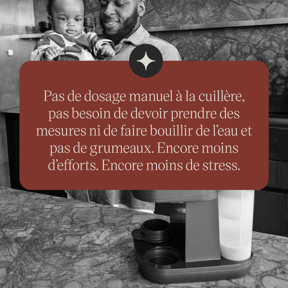 Image en noir et blanc d'un Perfect Prep Pro sur un plan de travail de cuisine