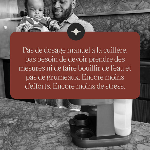 Image en noir et blanc d'un Perfect Prep Pro sur un plan de travail de cuisine
