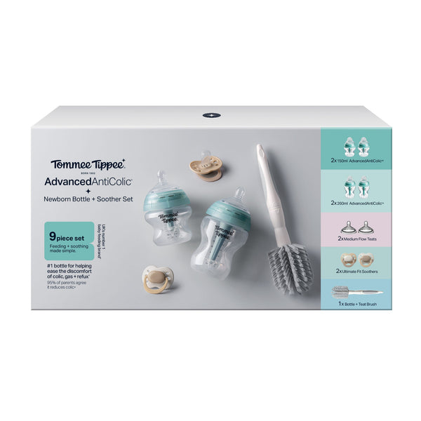 Advanced Anti-Colic Newborn Starter Set in packaging box against a white background