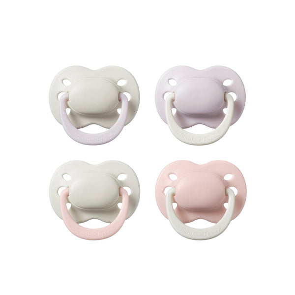 Sucettes pour nouveau-nés sur fond blanc.
