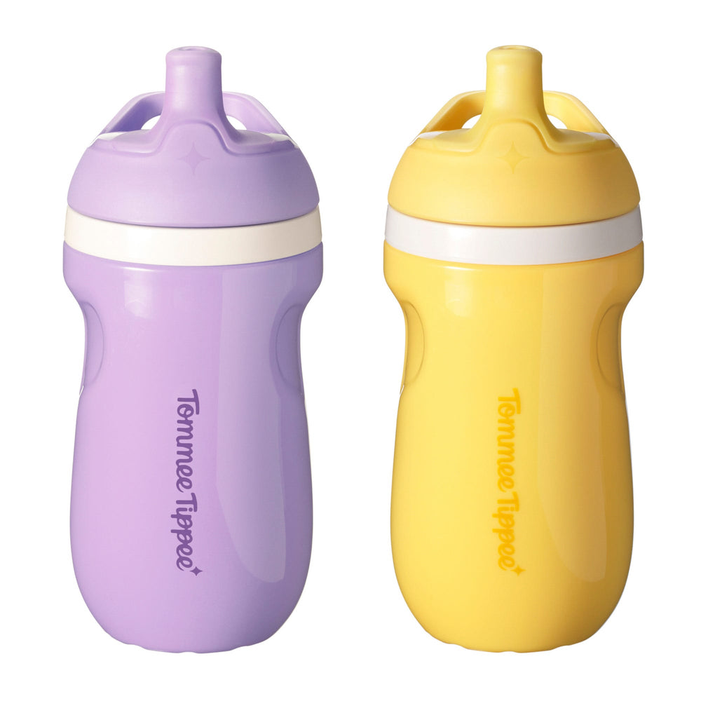 Two sporty spout cups on a white background