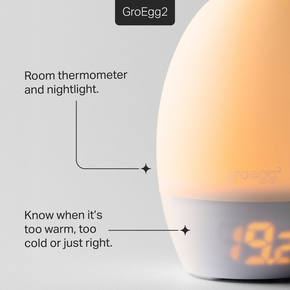 GroEgg against a grey background with pointers to the key product features