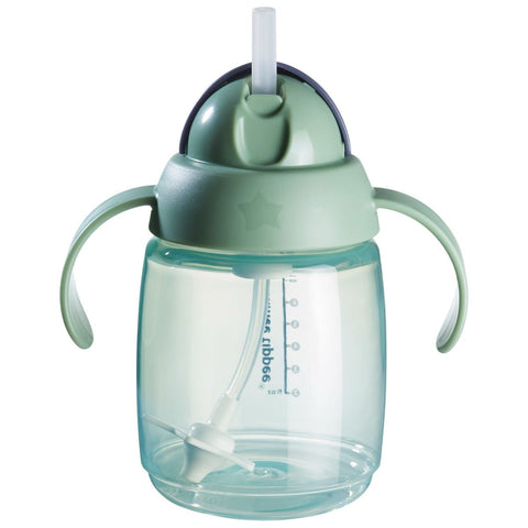 green weighted straw cup on a white background