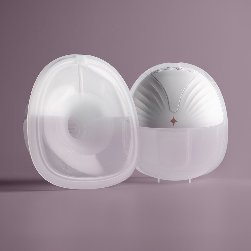 Tommee Tippee Wearable Breast Pump on purple background