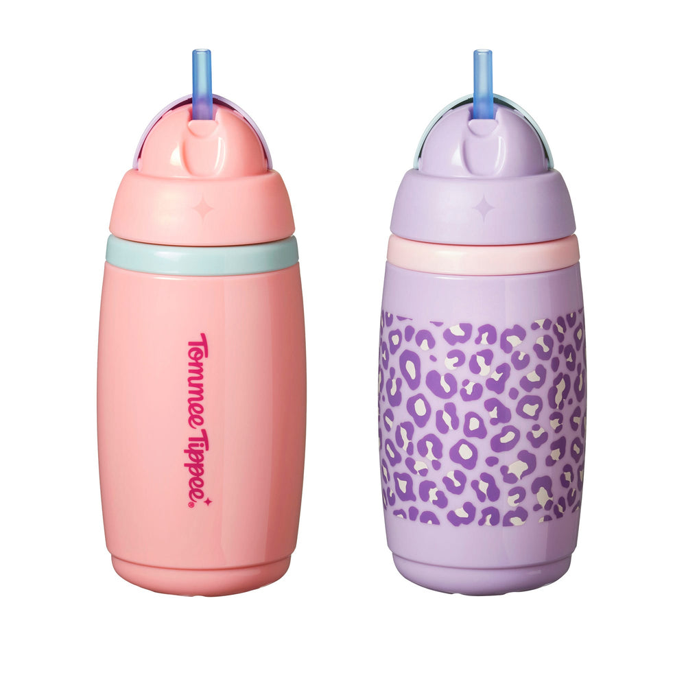 Two Tommee Tippee Insulated Active Straw Cups against a white background