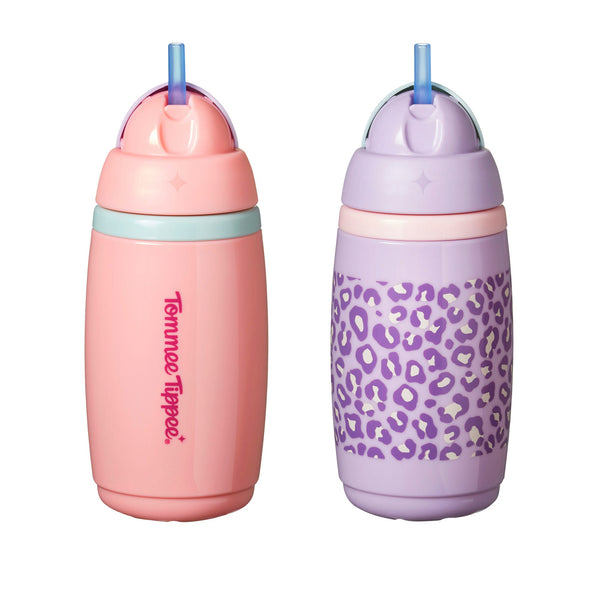 Two Tommee Tippee Insulated Active Straw Cups against a white background