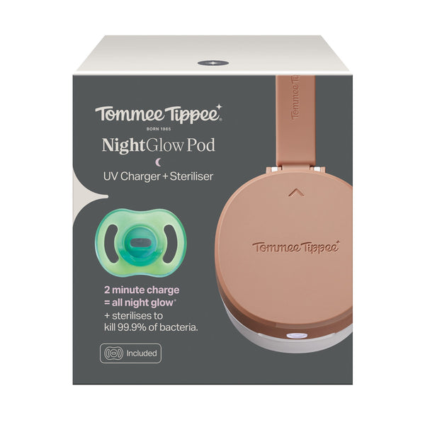 NightGlow Pod and Ultra-light NightGlow soother packaging box.