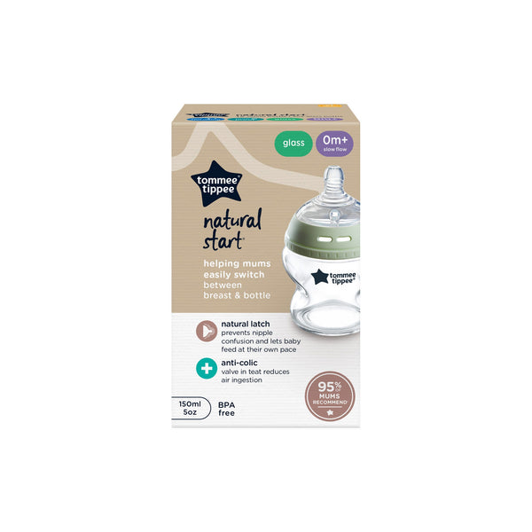 Natural Start Glass baby bottle packaging against a white background