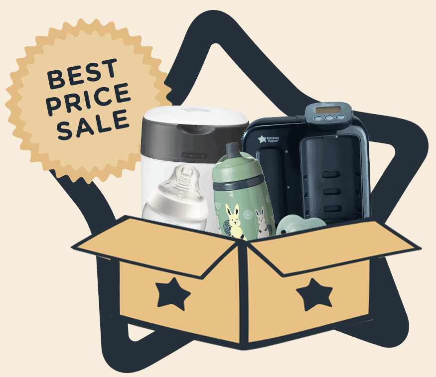 Animation of Twist and click bin, Closer to nature baby bottle, Perfect prep Day & Night, Everday soother,Superstar sportee insulated green bottle inside box