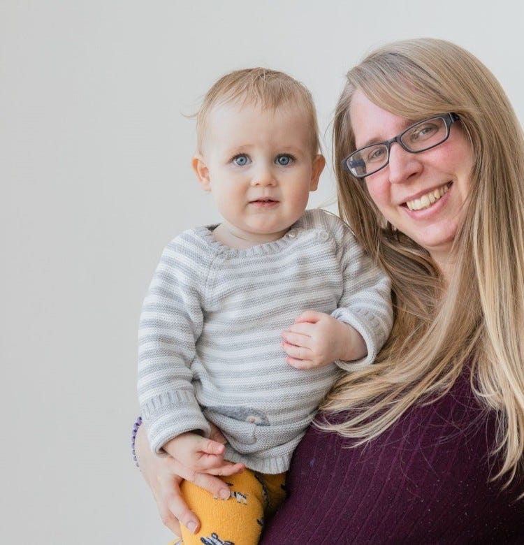 Having a Baby During Lockdown: Mel's Story pregnant mum wearing glasses with baby