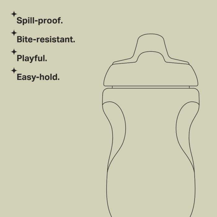 Trainer sippee cup key line image with bullet points