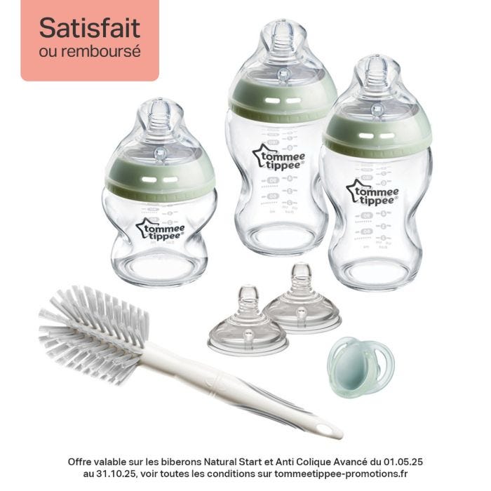 Set de démarrage pour nouveau-né Natural Start en verre sur fond blanc