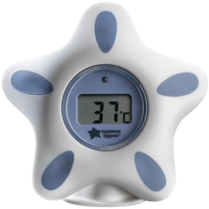 InBath baby bath and room thermometer on white background.
