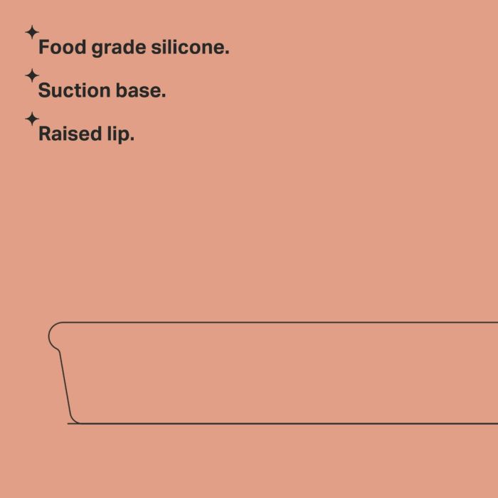 EasiStick Silicone Suction Plate key line drawing with bullet points