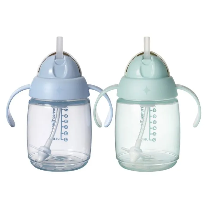 Blue & Green starter straw cup against a white background