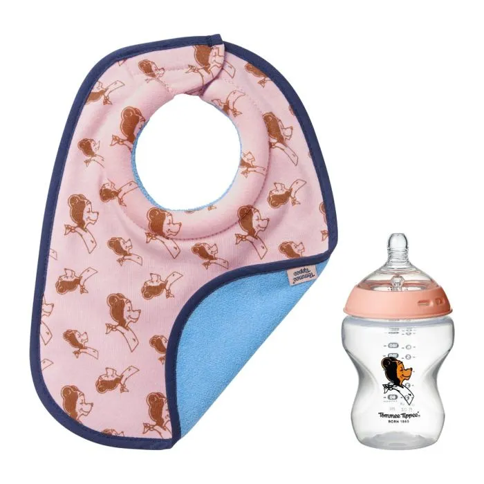 Milk bib and Natural Start bottle against a white background