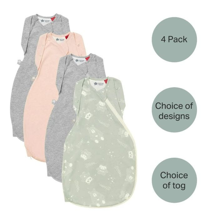 The Original Grobag Swaddlebag 4 pack with choice of designs and togs