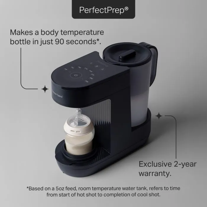 Perfect Prep machine against a grey background with product feature pointers