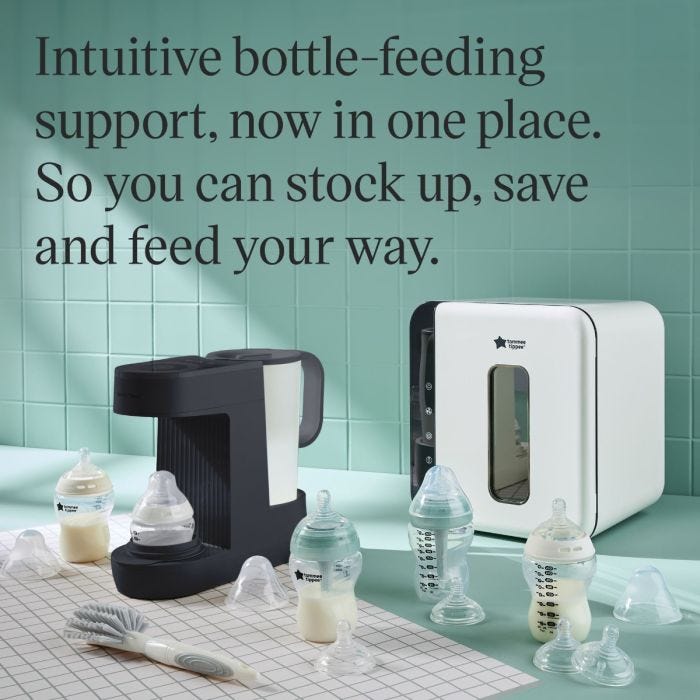Ultimate Bottle-Feeding Bundle Contents arranged against a green tiled background with USP tagline