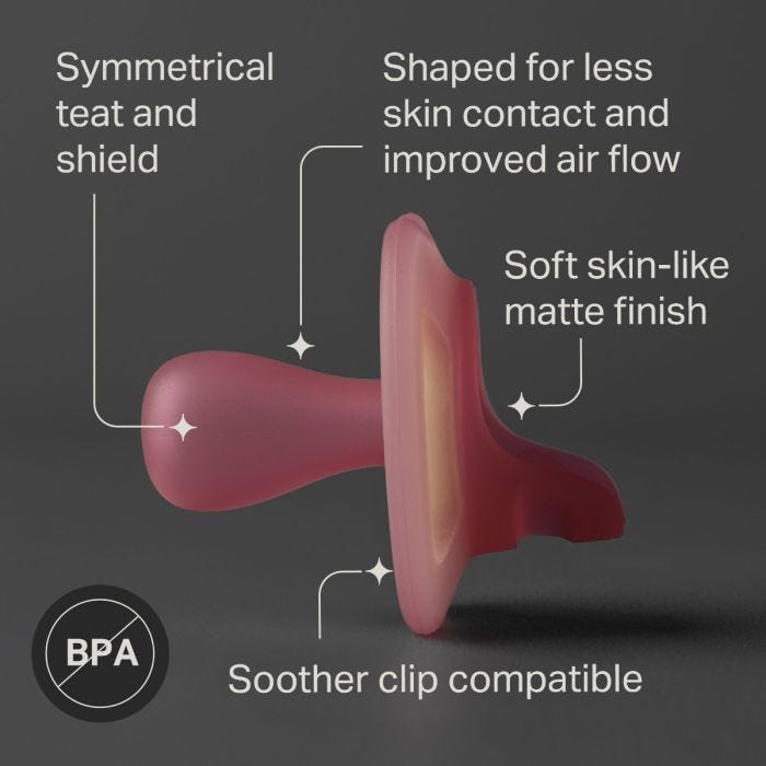 Side shot of a NightGlow soother with key feature pointers.