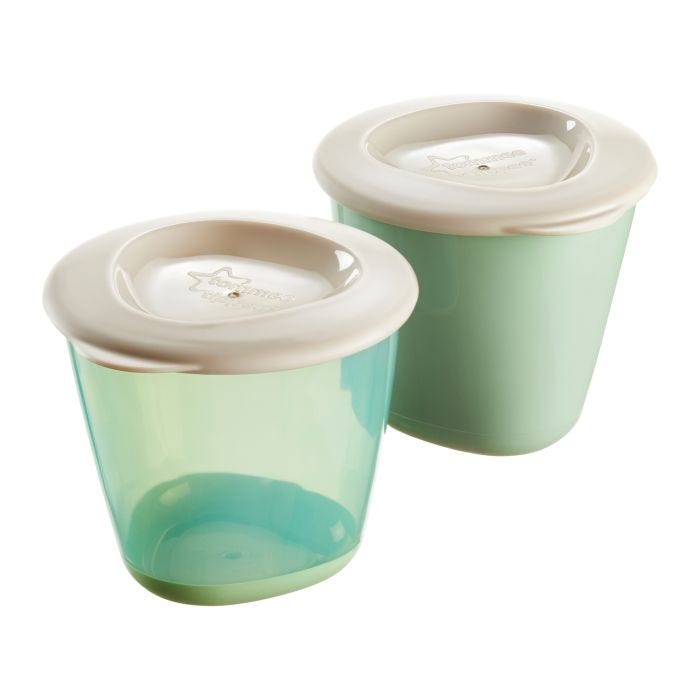 Pop up weaning pots on a white background