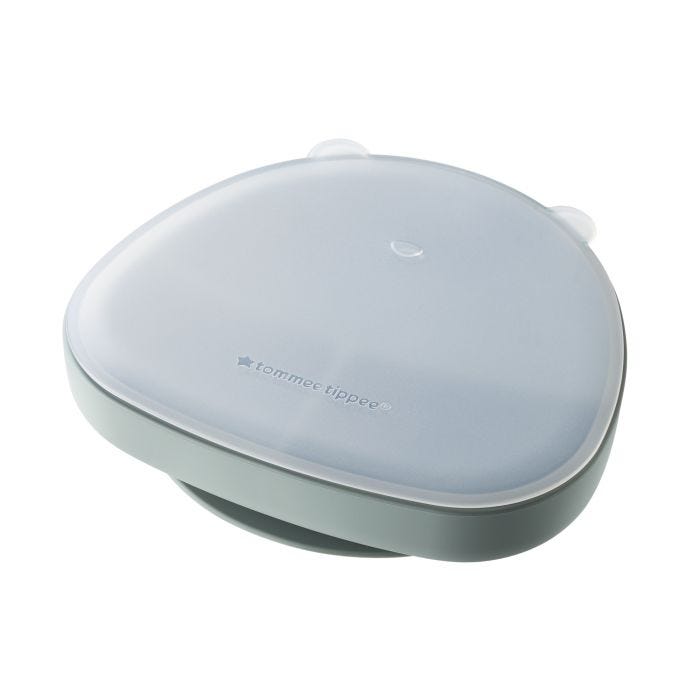 Silicone section plate with lid on a white background