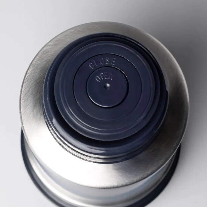Close up aerial shot of the thermal flask