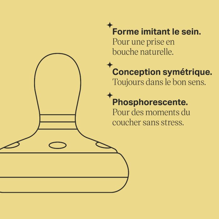 Dessin de la sucette à côté d&apos;une liste de caractéristiques clés